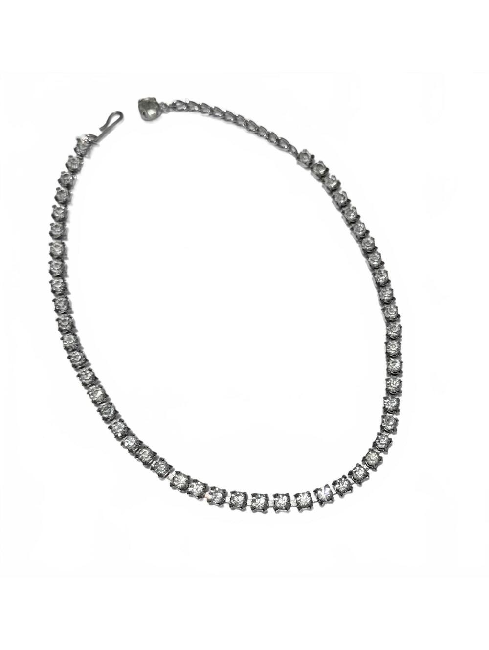 Elegant Vintage Choker Necklace with Glass Rhinestones Adjustable 12”-13 3/4”